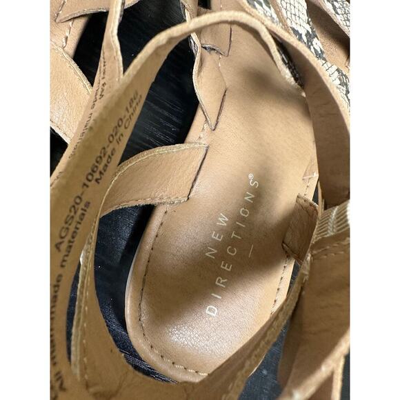 Women Size 8 Tan Black Brown Vacation Boho Snakeskin Greeway Strappy Flat Sandal - Picture 10 of 12